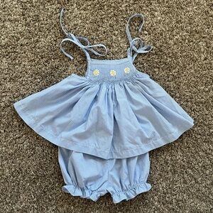 Blue Gingham Baby Diaper Set - 9 Month
